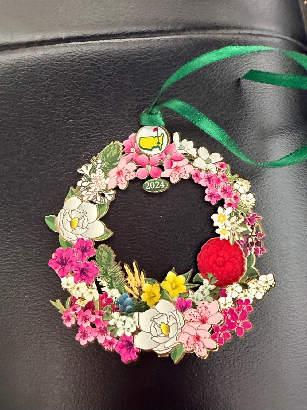 Masters Floral Wreath Ornament with Pink, Red, Yellow & Green Accents